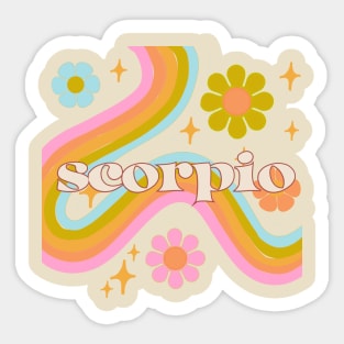 Scorpio 70s Rainbow with Flowers Sticker